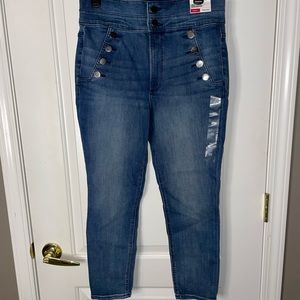 Express Super High Rise Denim Perfect Ankle Leggings - size 10S